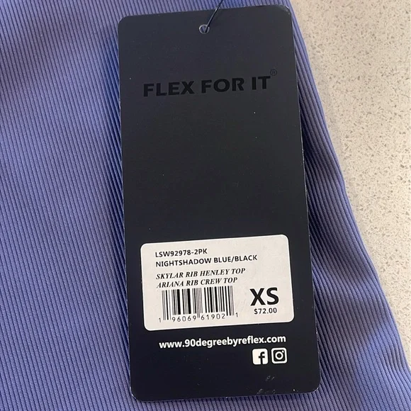 NWT 90 Degree By Reflex Womens Skylar Ribbed Henley & Ribbed Blue Long Sleeve XS - Picture 5 of 8